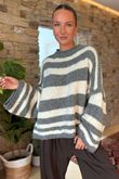 Made in Italy Big Softie Stripe Shortie Knit Slate